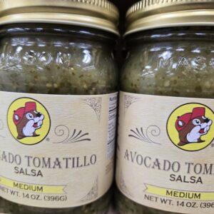 buc-ee's avacado tomatillo salsa medium 14 ounce jar