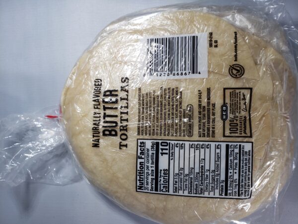 back view of h-e-b butter tortillas