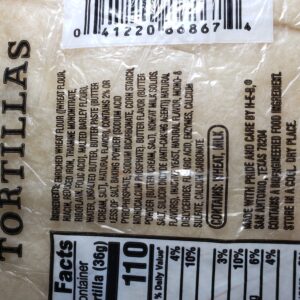 h-e-b butter tortillas ingredients